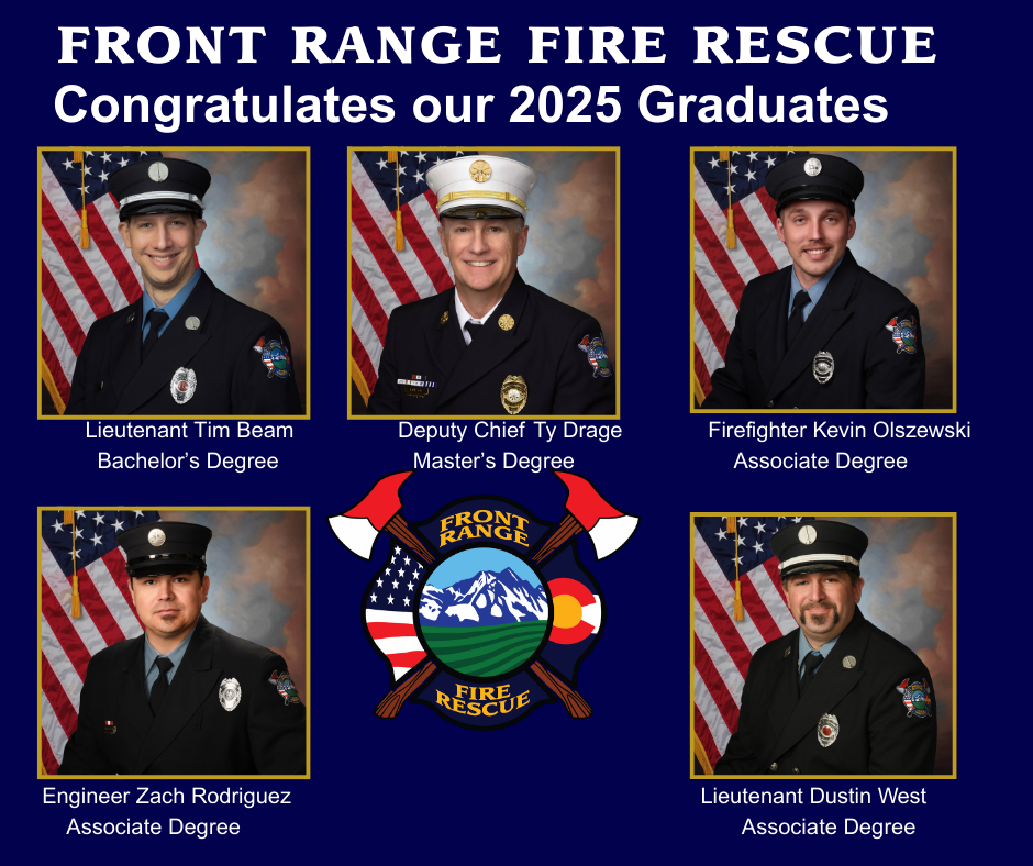 Picture of five firefighter that received degrees in 2025